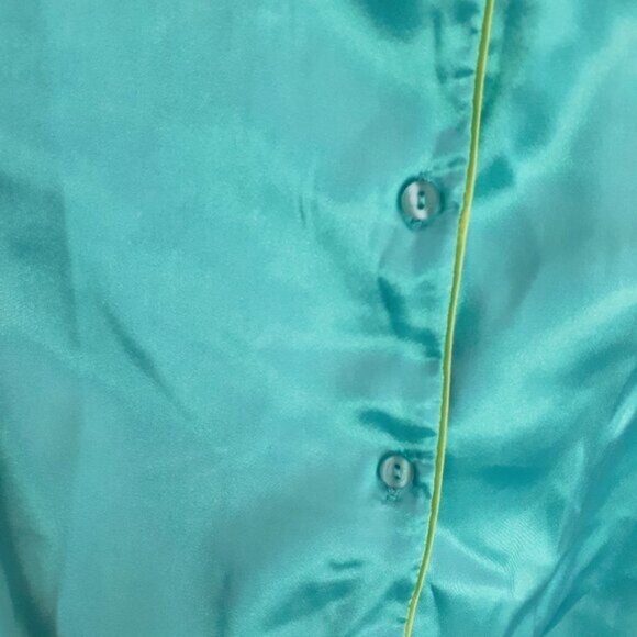 La Senza blue & lime green satin-like pajama long sleeve top & pants set S - Picture 9 of 10
